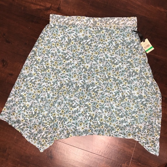 Emaline Womens Blue Floral Chiffon Skirt Large - Picture 1 of 11